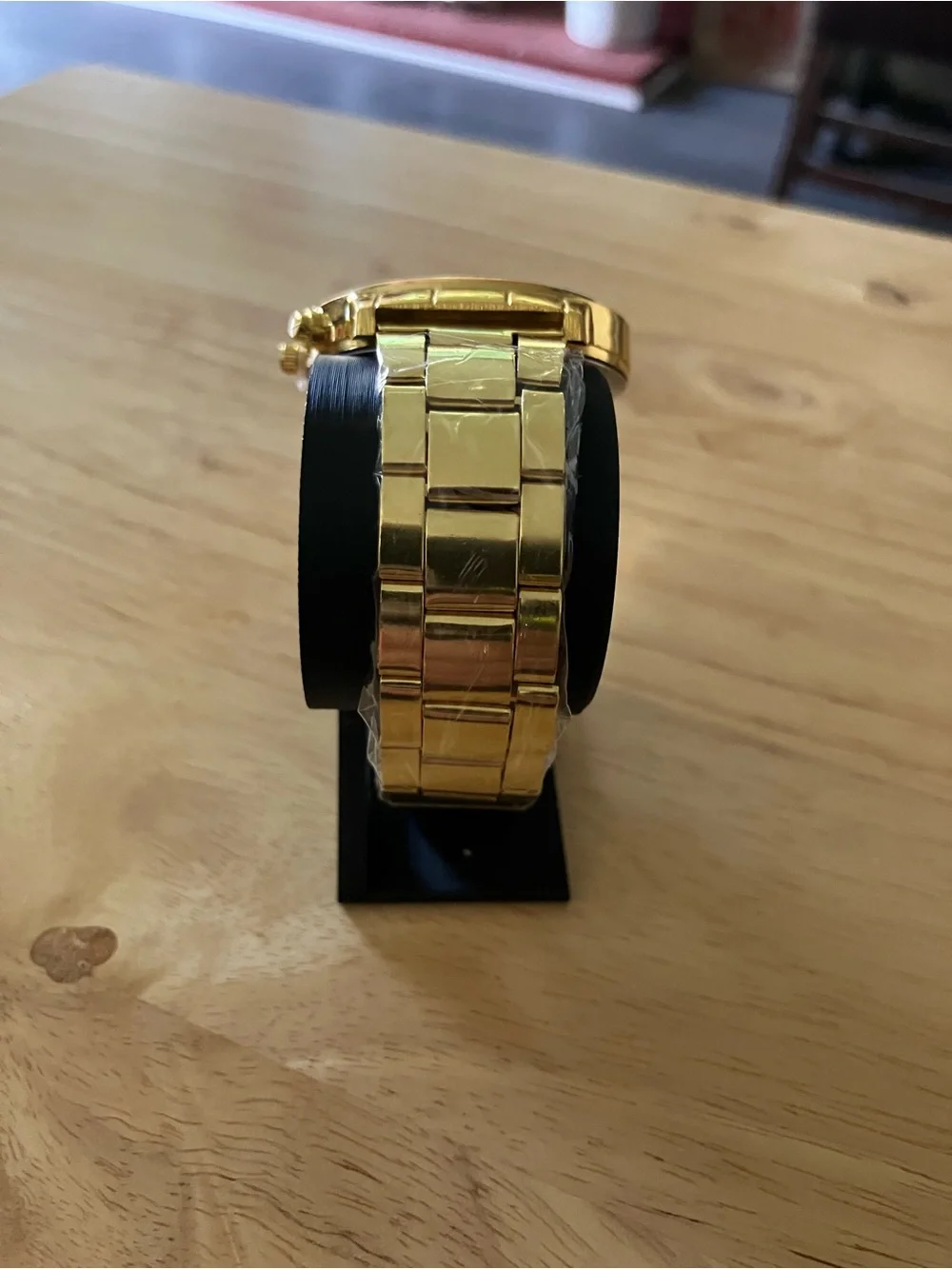 Geneva Gold Tone Watch with Black Dial